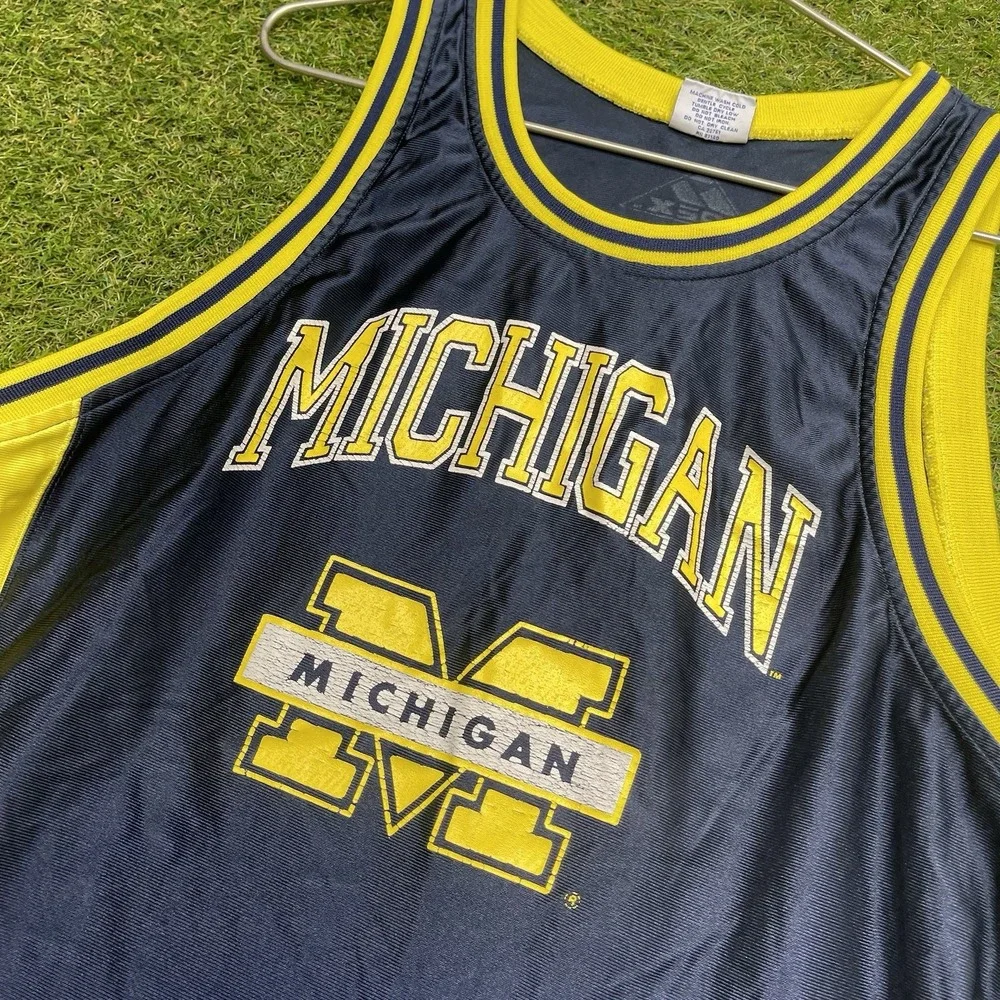 Vintage Michigan Wolverines Apex One Jersey Mens Large Blue NCAA Basketball 90s